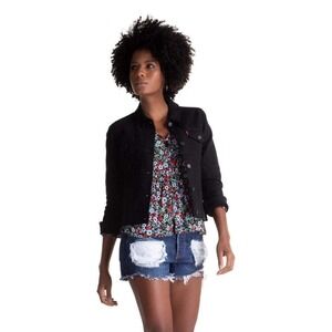 NWT Levi's Black Premium Original Cropped‎ Trucker Jacket - Large